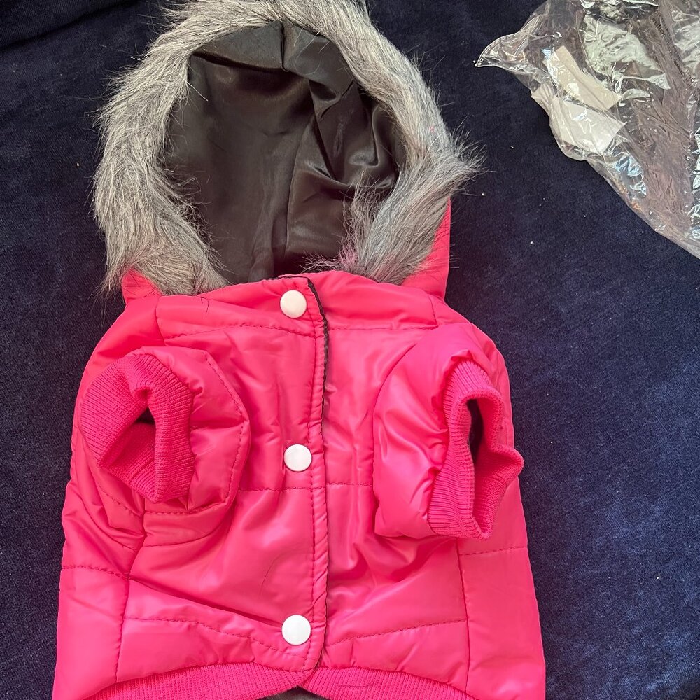 Waterproof Hooded Winter Warm Dog Coat Jumpsuit Snowsuit (Small , Pink)